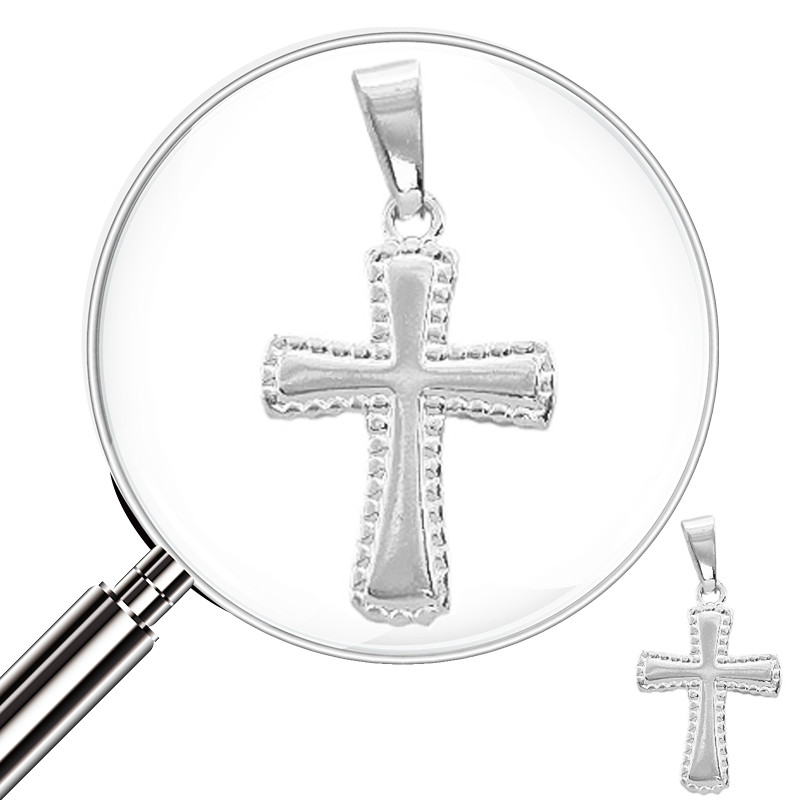 BLANCO CRUZ 12*17MM TEMPLARIA CONTORNO DE PUNTOS DIJE