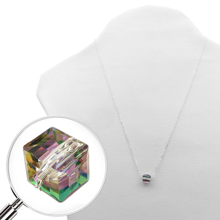 BLANCO CUBO CRISTAL TORNASOLADO FACETADO 45CM COLLAR