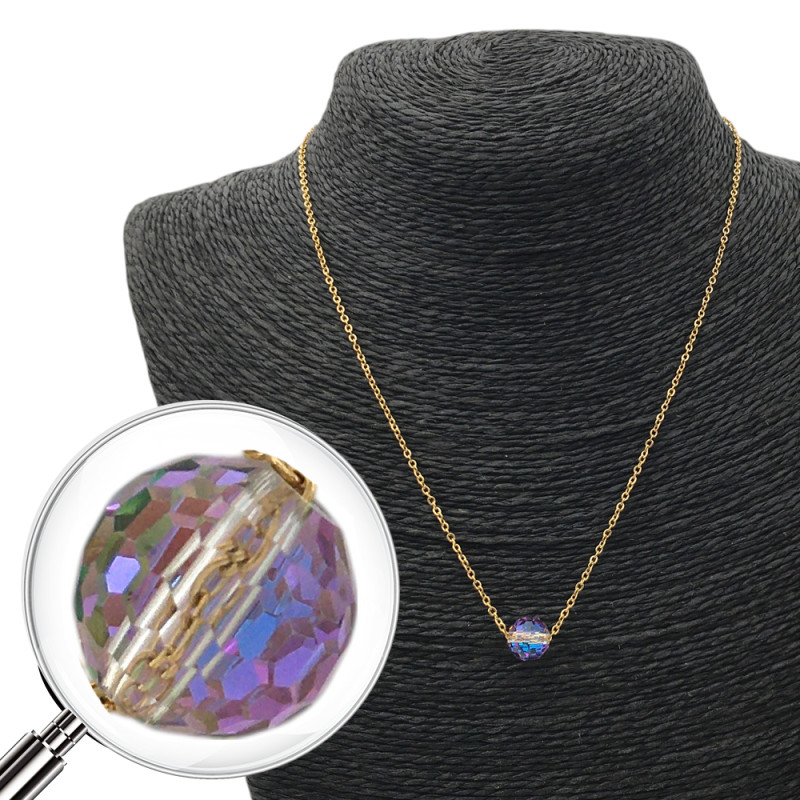 DORADO TORNASOLADO BOLA CRISTAL FACETADO 45CM COLLAR