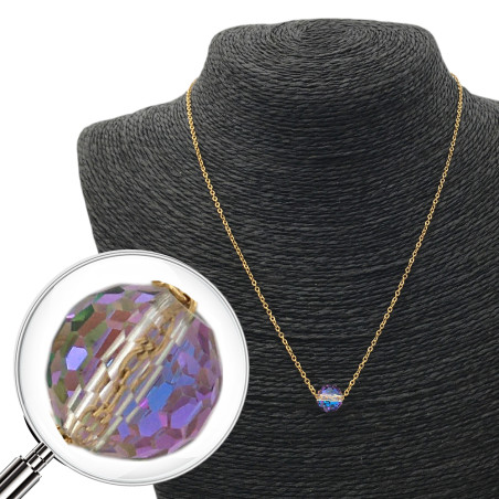 DORADO TORNASOLADO BOLA CRISTAL FACETADO 45CM COLLAR