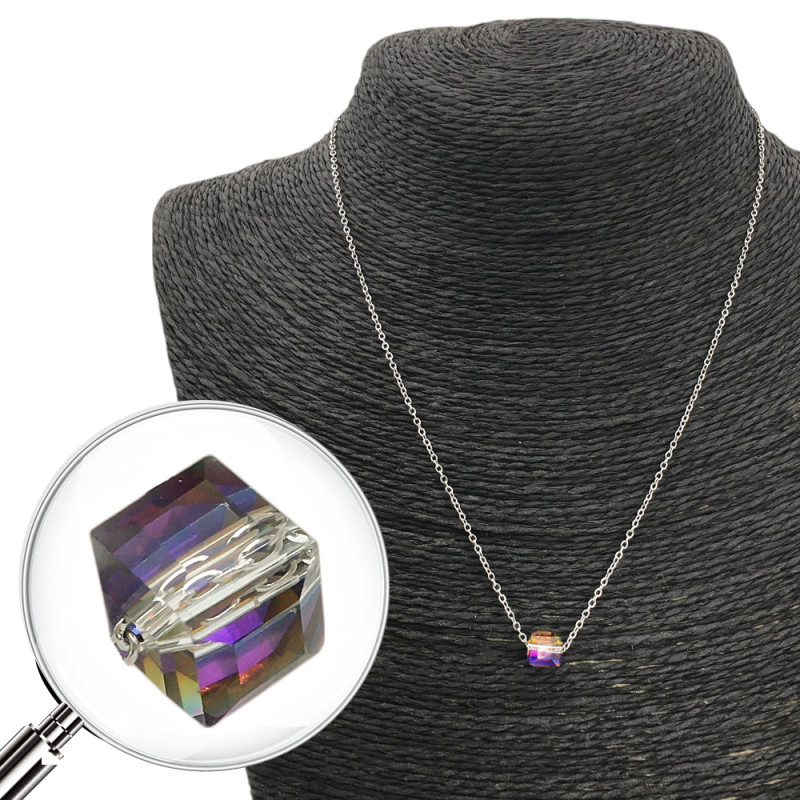 CUBO CRISTAL TORNASOLADO FACETADO 45CM COLLAR