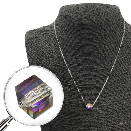 CUBO CRISTAL TORNASOLADO FACETADO 45CM COLLAR