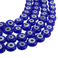 AZUL CHATO 8*3MM OJO TURCO CUENTA VIDRIO PERFORADA TIRA