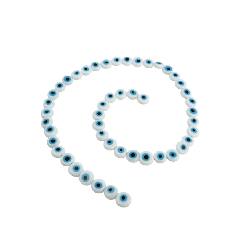 BLANCO CHATO 8*3MM OJO TURCO CUENTA VIDRIO PERFORADA TIRA