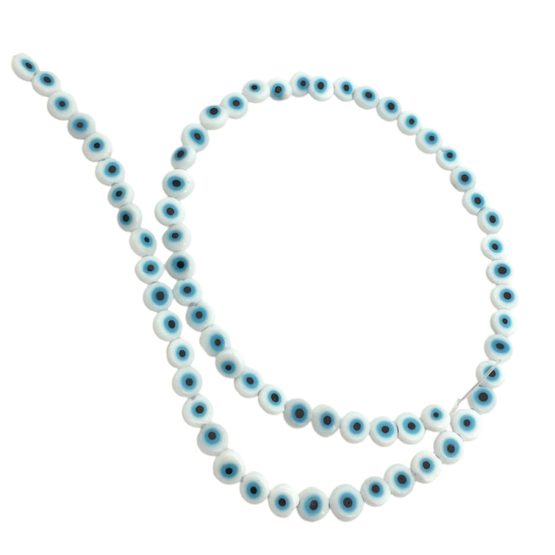 BLANCO CHATO 6*2MM OJO TURCO CUENTA VIDRIO PERFORADA TIRA