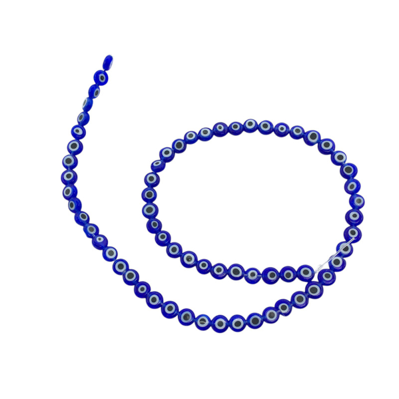 AZUL CHATO 6*2MM OJO TURCO CUENTA VIDRIO PERFORADA TIRA