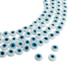 BLANCO CHATO 8*3MM OJO TURCO CUENTA VIDRIO PERFORADA TIRA