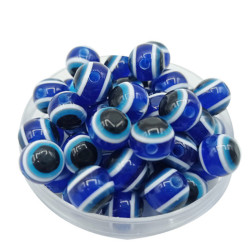 10 GRAMOS OJO 8MM REDONDO AZUL PLASTICO PERFORADO PASANTE CUENTA