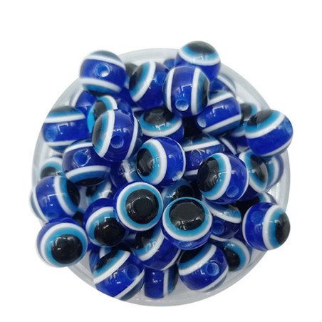 10 GRAMOS OJO 8MM REDONDO AZUL PLASTICO PERFORADO PASANTE CUENTA