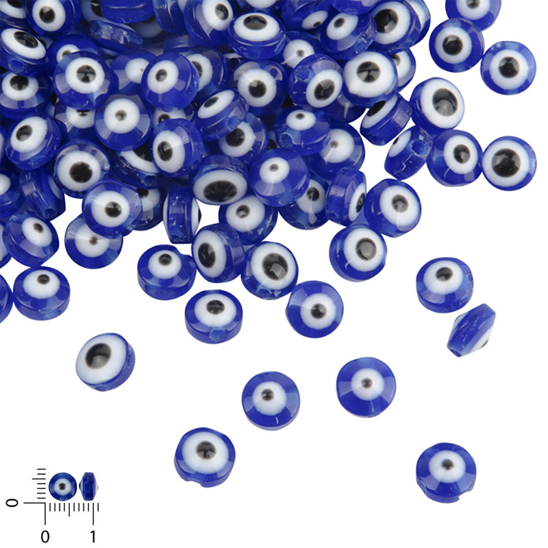 5 GRAMOS OJO 6MM SEMI PLANO AZUL PLASTICO PERFORADO PASANTE CUENTA