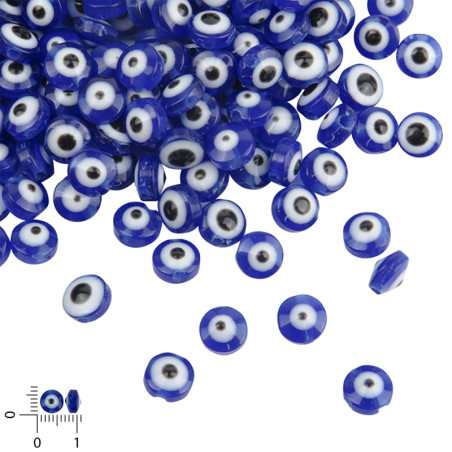 5 GRAMOS OJO 6MM SEMI PLANO AZUL PLASTICO PERFORADO PASANTE CUENTA