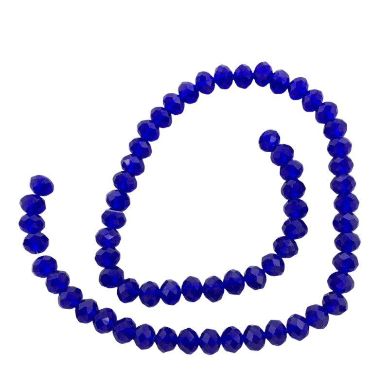 8 MM AZUL OSCURO CRISTAL TRASLUCIDO CUENTA FACETADA PERFORADA VIDRIO TIRA