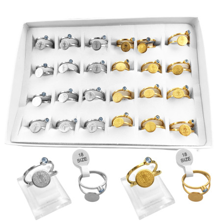 CAJA X24 SURTIDO COLOR IMAGEN DE SAN BENITO Y STRASS ANILLO