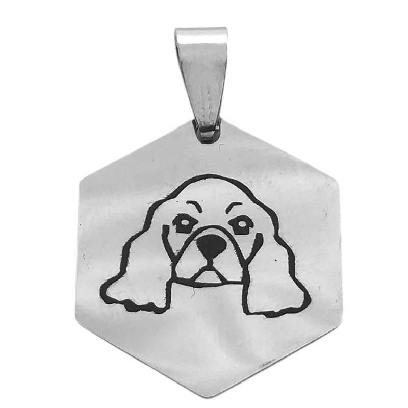 HEXAGONO PERRO OREJAS CAIDAS SE PUEDE GRABAR REVERSO DIJE