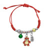 ROJO INFANTIL C/ CUENTAS - BOLAS - CASCABEL - DIJE REGULABLE PULSERA / TOBILLERA