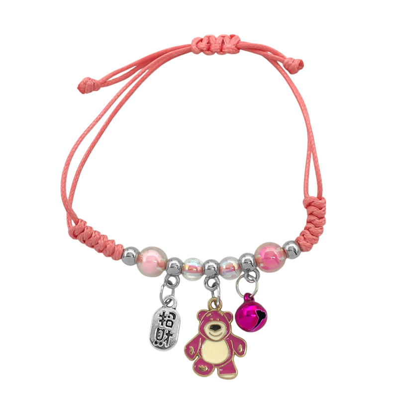 SALMON INFANTIL C/ CUENTAS - BOLAS - CASCABEL - DIJE REGULABLE PULSERA / TOBILLERA