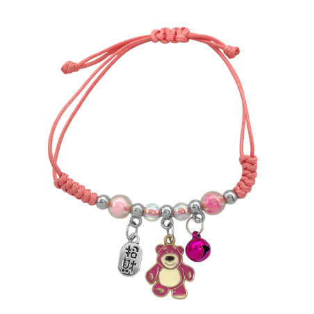 SALMON INFANTIL C/ CUENTAS - BOLAS - CASCABEL - DIJE REGULABLE PULSERA / TOBILLERA