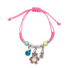 ROSA FUERTE INFANTIL C/ CUENTAS - BOLAS - CASCABEL - DIJE REGULABLE PULSERA / TOBILLERA