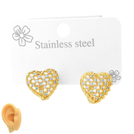 DORADO PAR CORAZON PANAL BOMBE C/ VARIOS CUBIC ARO