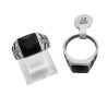 C/ GUARDA PAMPA Y V LATERAL PIEDRA NEGRA GRANDE FACETADA SELLO HOMBRE ANILLO