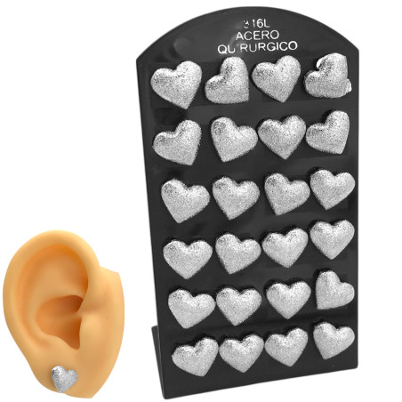 BLISTER x12 PARES CORAZON MEDIO 3D ARENADO ARO