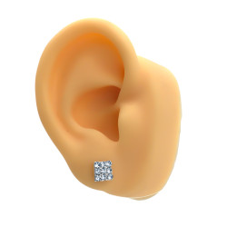 BLISTER x12 PARES CUADRADO 6.6MM C/ 9 STRASS ARO