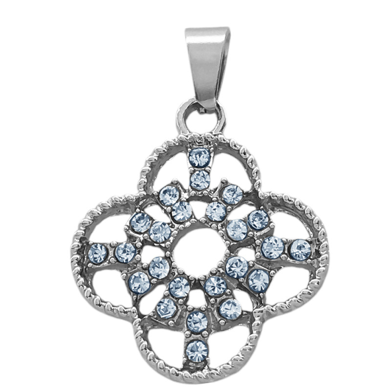 FLOR CUATRO PETALOS Y CENTRO CIRCULO CALADOS C/ VARIOS CUBIC ALREDEDOR DIJE