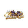 DORADO PREMIUM MARIPOSA PERLAS BLANCAS ENLAS ALAS Y CRISTAL VIOLETA DIJE