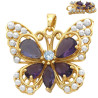 DORADO PREMIUM MARIPOSA PERLAS BLANCAS ENLAS ALAS Y CRISTAL VIOLETA DIJE