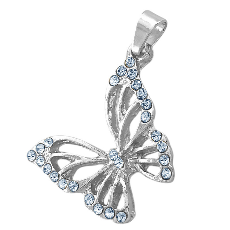 MARIPOSA ALAS CALADAS CON CUBIC DE CONTORNO DROP EN UN ALA DIJE