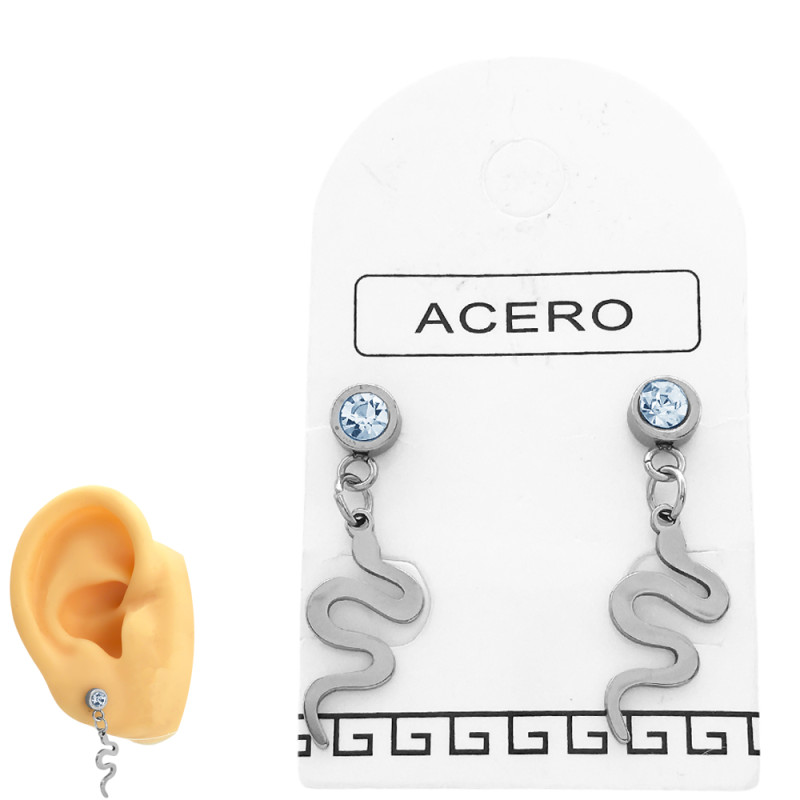 1 PAR SERPIENTE PLANA COLGANDO DE CILINDRO C/ STRASS ARO