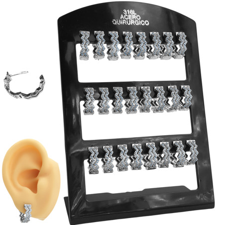 BLISTER X12 PARES ZIG ZAG DE CUBIC MICROPAVE EN BISAGRA DE 15MM ARO