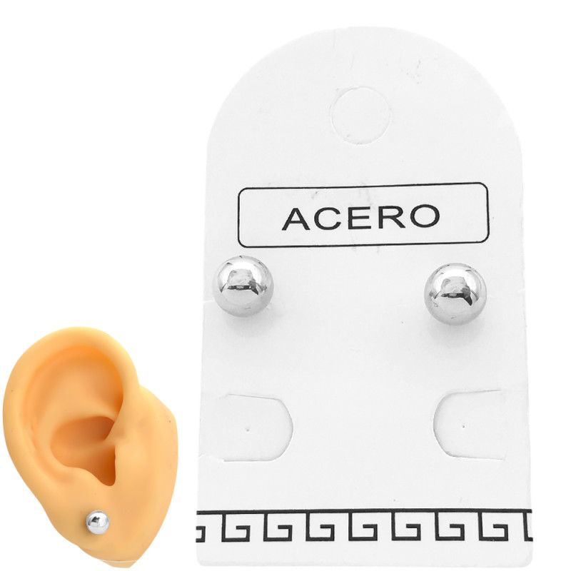 BLANCO PAR 6MM BOLITAS ACERO BLANCO QUIRURGICO ARO