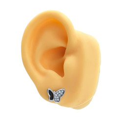 BLISTER x12 PARES ESTRELLA / MARIPOSA / CORAZON BORDE NEGRO E INTERIOR SE VARIOS STRASS ARO