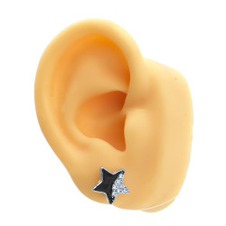 MEDIO BLISTER x6 PARES ESTRELLA / MARIPOSA / CORAZON BORDE NEGRO E INTERIOR SE VARIOS STRASS ARO