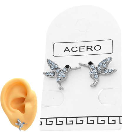 1 PAR COLIBRI PICAFLOR C/ STRASS CRISTAL ARO