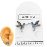 1 PAR COLIBRI PICAFLOR C/ STRASS MULTI COLOR ARO