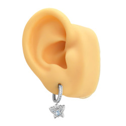 BLANCO BLISTER X12 PARES MARIPOSA C/ CUBIC MICROPAVE 6 MODELOS DISTINTOS EN BISAGRA C/ STRASS 13MM ARO