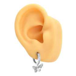 BLANCO MEDIO BLISTER X6 PARES MARIPOSA C/ CUBIC MICROPAVE 6 MODELOS DISTINTOS EN BISAGRA C/ STRASS 13MM ARO