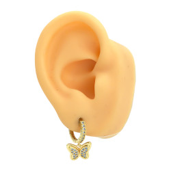 DORADO BLISTER X12 PARES MARIPOSA C/ CUBIC MICROPAVE 6 MODELOS DISTINTOS EN BISAGRA C/ STRASS 13MM ARO