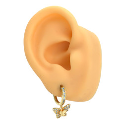 DORADO BLISTER X12 PARES MARIPOSA C/ CUBIC MICROPAVE 6 MODELOS DISTINTOS EN BISAGRA C/ STRASS 13MM ARO