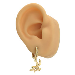 DORADO MEDIO BLISTER X6 PARES PALOMA CORAZON MARIPOSA DELFIN GANCHO COLIBRI PICAFLOR C/ CUBIC EN BISAGRA C/ STRASS 13MM ARO