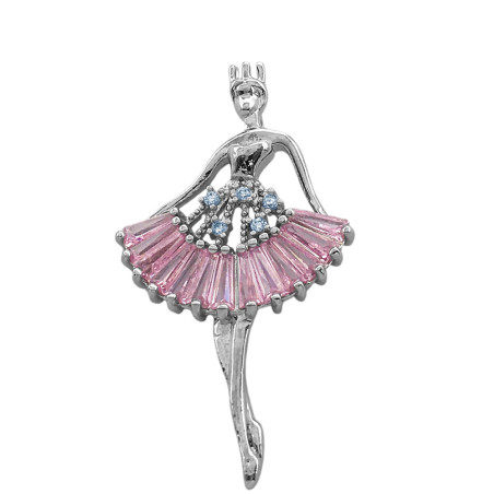 PREMIUM BAILARINA C/ TUTU ROSA DE CUBIC Y RELIEVE DIJE