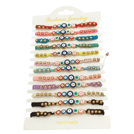 3 UNIDADES SIN ELECCION HILO TEJIDO 5 OJOS TURCOS Y BOLITAS COLORES COLORES SURTIDOS PULSERA / TOBILLERA