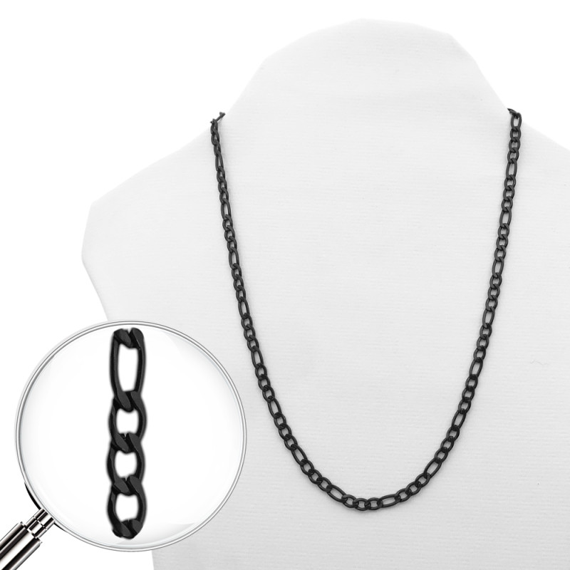 NEGRO FIGARO PLANA 1.2NK (4.5MM APROX.)-50CM ACERO CADENA