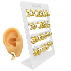 DORADO MEDIO BLISTER X6 PARES CURVOS ABIERTOS 6 MODELOS FANTASIA FINA AROS