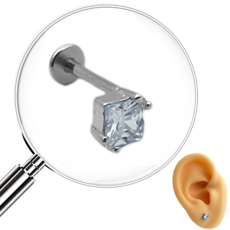 CUADRADO C/ INTERIOR DE CUBIC HELIX ROSCA INTERNA ACERO QUIRURGICO PIERCING