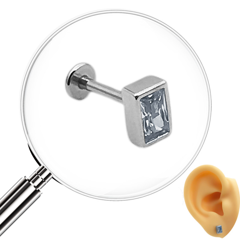 RECTANGULO C/ INTERIOR DE CUBIC HELIX ROSCA INTERNA ACERO QUIRURGICO PIERCING