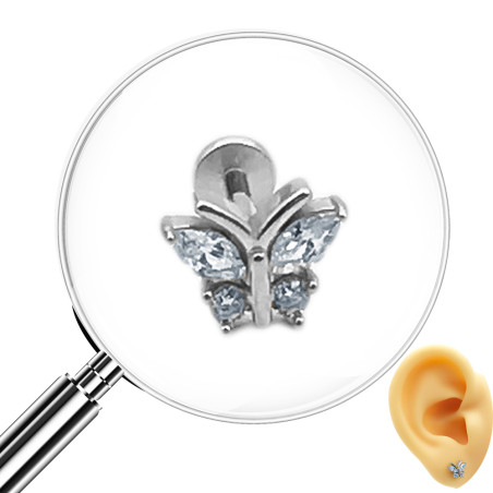 UNIDAD MARIPOSA C/ CUATRO CUBIC HELIX ROSCA INTERNA PIERCING