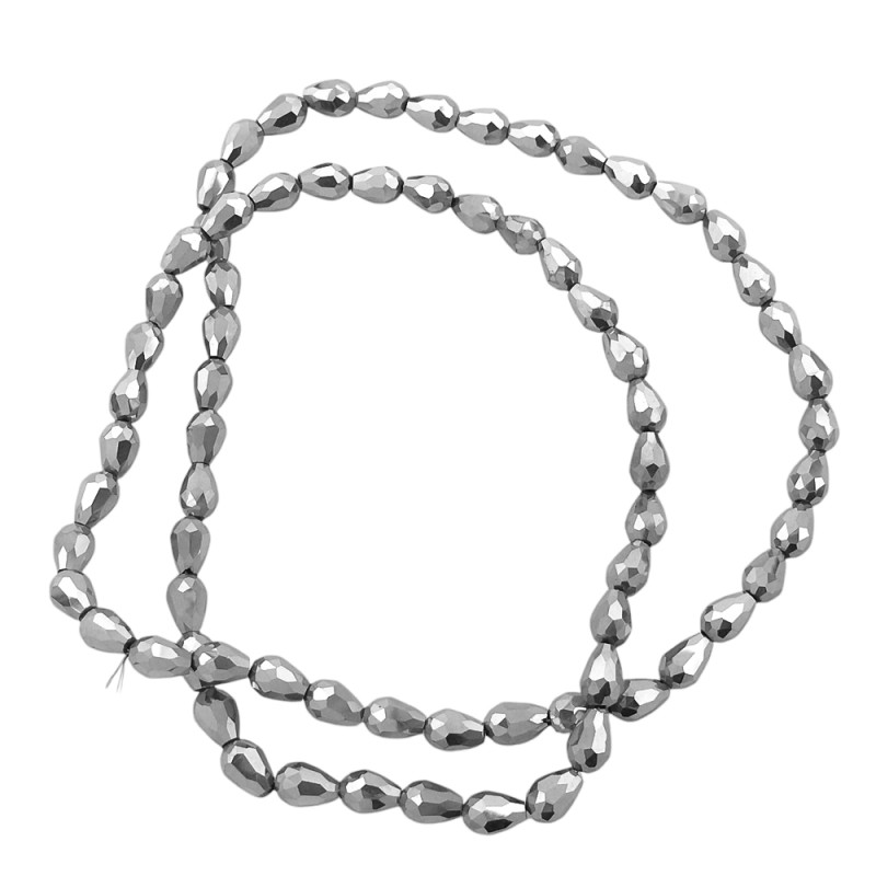 5*8 MM PLATEADA ESPEJO GOTA CUENTA FACETADA PERFORADA VIDRIO TIRA